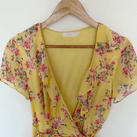 Lush Floral Wrap Dress - Picture 2 of 7